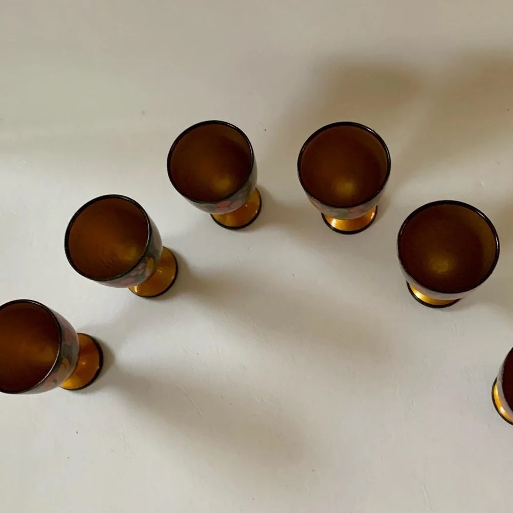 Vintage Hand Painted Wooden Egg Holders Set 6
